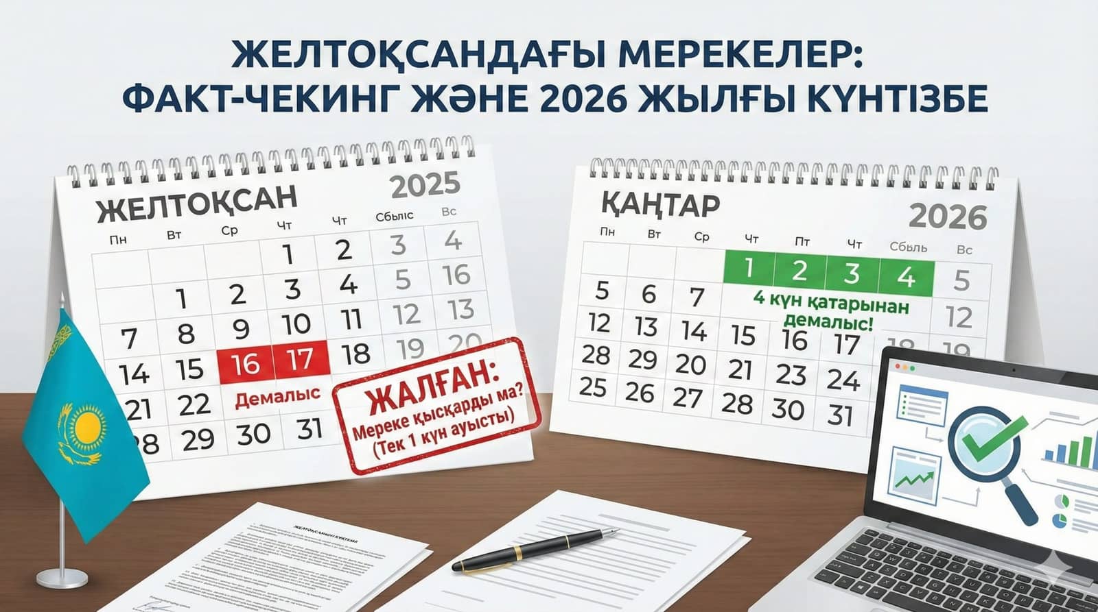 Желтоқсандағы демалыс: Тәуелсіздік күні қалай демаламыз және 2026 жылғы өзгерістер