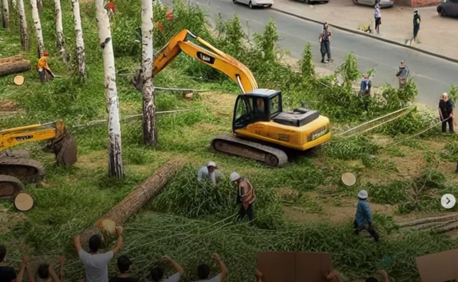 Ақтөбеде ТЖО салу үшін скверді қиратуда: тұрғындар ашулы