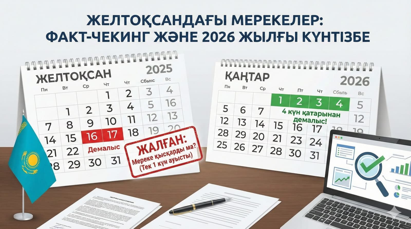 Желтоқсандағы демалыс: Тәуелсіздік күні қалай демаламыз және 2026 жылғы өзгерістер