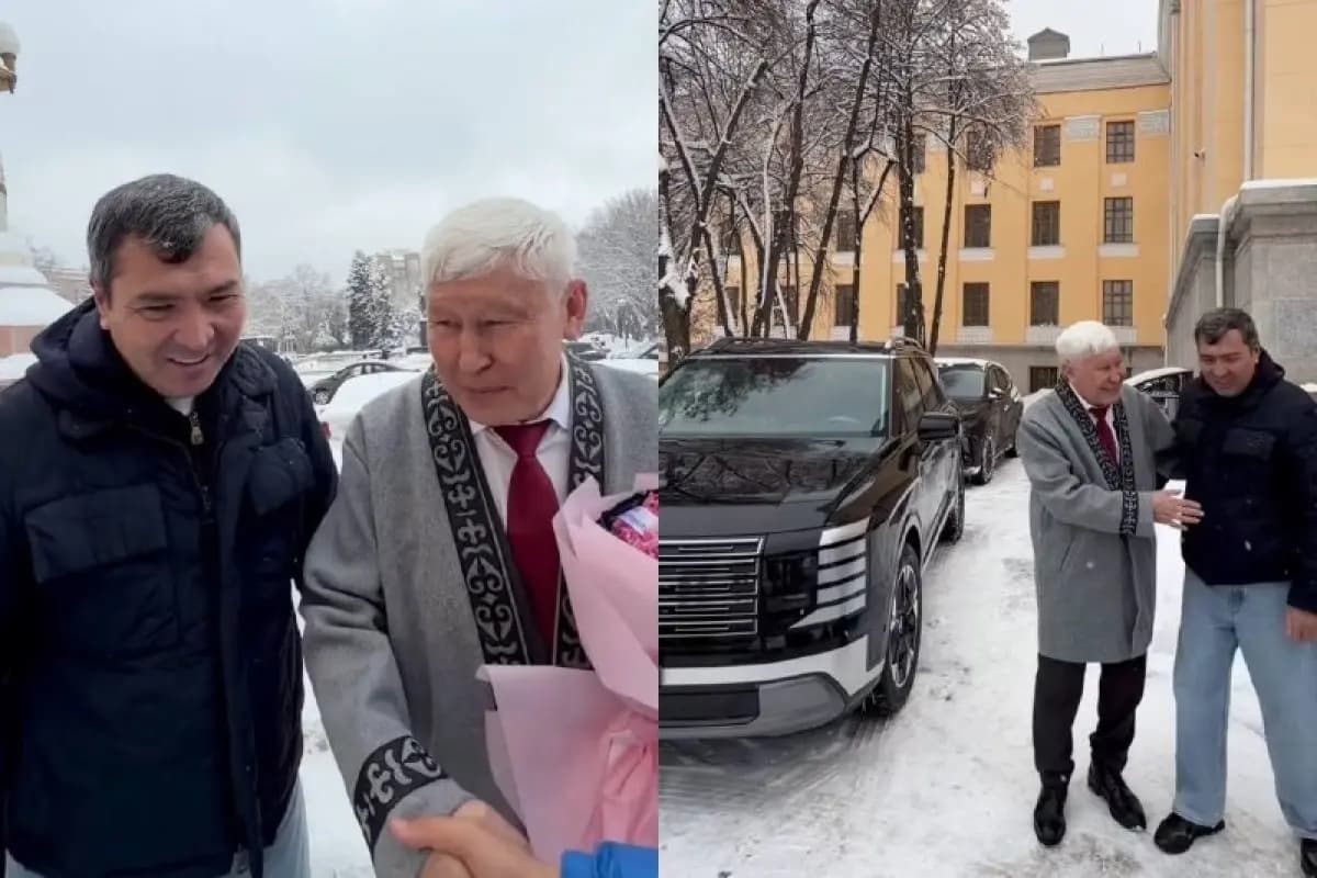 «Күтпеген сыйлық болды»: Динара Сәтжанның қазіргі күйеуі академик Асқар Жұмаділдаевқа көлік мінгізді